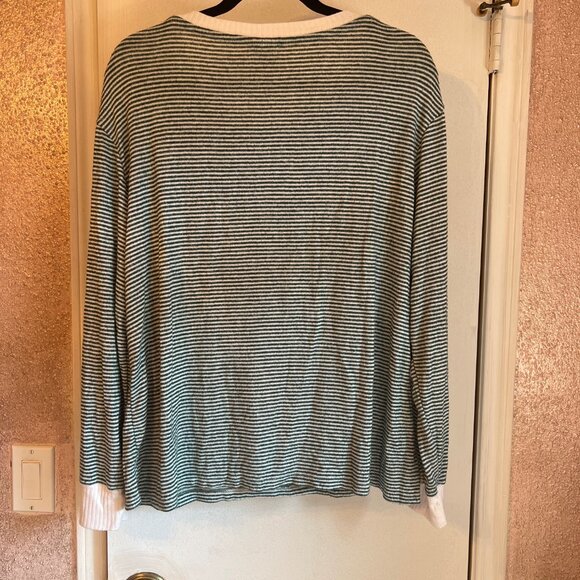 Stars Above Green & White Striped Long-Sleeve Shirt XL - Picture 2 of 3